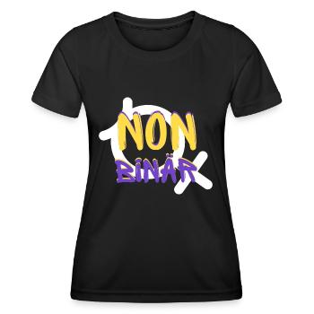 Identité NON BINAIRE - T-shirt sport Femme - noir - Devant - AI Model Female 172 light (172cm)