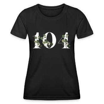 Number 104 Floral Green - 104th Floral Birthday - Women's Functional T-Shirt - black - Front - AI Model Female 172 light (172cm)