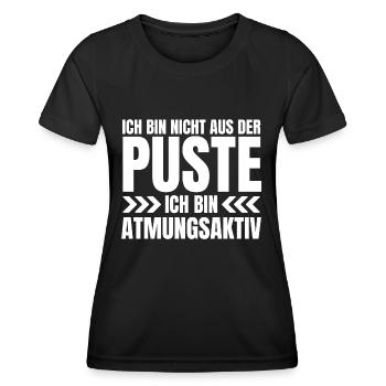 Ich bin nicht aus der Puste, ich bin atmungsaktiv! - Frauen Funktions-T-Shirt - Schwarz - Vorne - AI Model Female 172 light (172cm)
