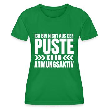 Ich bin nicht aus der Puste, ich bin atmungsaktiv! - Frauen Funktions-T-Shirt - Kelly Green - Vorne - AI Model Female 172 dark (172cm)