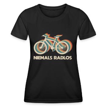 Niemals RadlosSpruch Fahrrad Retro - Frauen Funktions-T-Shirt - Schwarz - Vorne - AI Model Female 172 light (172cm)