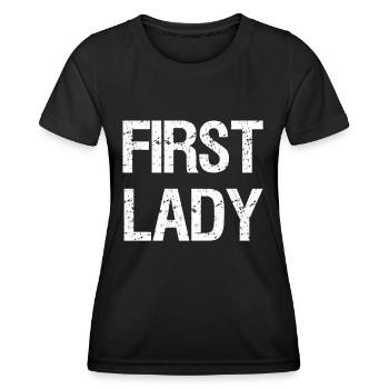 FIRST LADY Vintage Distressed Retro - Frauen Funktions-T-Shirt - Schwarz - Vorne - AI Model Female 172 light (172cm)