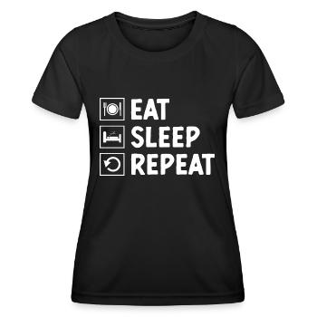 Eat Sleep Repeat Sayings For Introverts - Women's Functional T-Shirt - black - Front - AI Model Female 172 light (172cm)