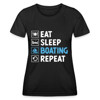 Eat Sleep Boating Paddle Boat - Women's Functional T-Shirt - black - Front - AI Model Female 172 light (172cm)