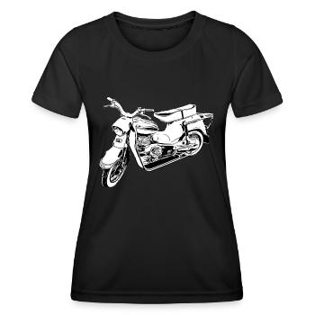 DS50 / Schwalbenfahrer / Ostalgie / Mofa Oldtimer - Frauen Funktions-T-Shirt - Schwarz - Vorne - AI Model Female 172 light (172cm)
