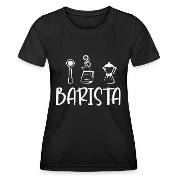 Barista Café Coffeeshop Papa Amoureux du café - T-shirt sport Femme - noir - Devant - AI Model Female 172 light (172cm)