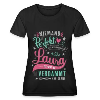 Laura – Namenstag Name Geschenk Spruch - Frauen Funktions-T-Shirt - Schwarz - Vorne - AI Model Female 172 light (172cm)