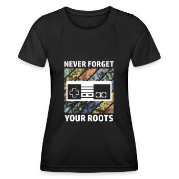 Gamer Controller Retrogamer Saying - Women's Functional T-Shirt - black - Front - AI Model Female 172 light (172cm)