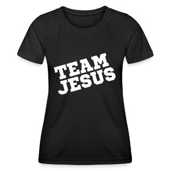 Équipe Jésus Cadeau Chrétiens - T-shirt sport Femme - noir - Devant - AI Model Female 172 light (172cm)