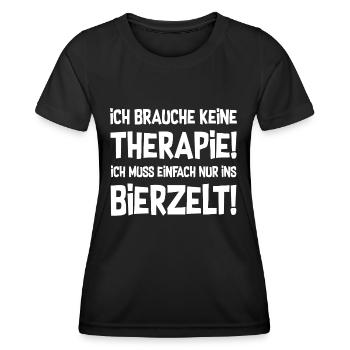 Therapie? Bierzelt! - Outfit Party Volksfest - Frauen Funktions-T-Shirt - Schwarz - Vorne - AI Model Female 172 light (172cm)