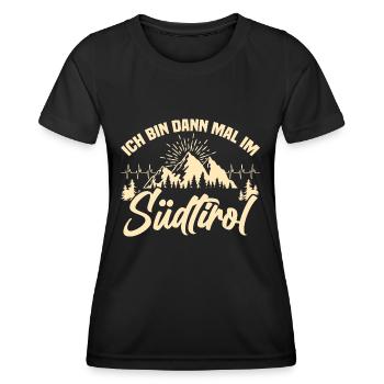 Ich bin dann mal im Südtirol Herzschlag - Frauen Funktions-T-Shirt - Schwarz - Vorne - AI Model Female 172 light (172cm)