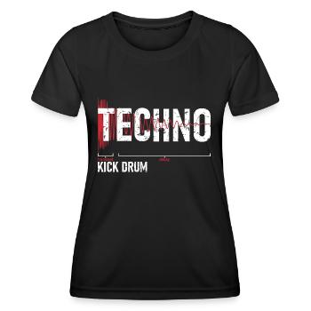 Techno Kick Drum - キックドラム - Frauen Funktions-T-Shirt - Schwarz - Vorne - AI Model Female 172 light (172cm)