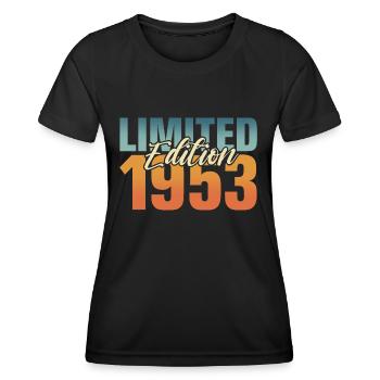 70th birthday Born 1953 70 years - Women's Functional T-Shirt - black - Front - AI Model Female 172 light (172cm)