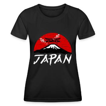 Japan Sonne Schriftzug Nihon Torii - 日本 - Frauen Funktions-T-Shirt - Schwarz - Vorne - AI Model Female 172 light (172cm)