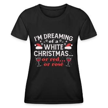 Frohe Weihnachten Weiße Weihnacht Weinglas Wein - Frauen Funktions-T-Shirt - Schwarz - Vorne - AI Model Female 172 light (172cm)