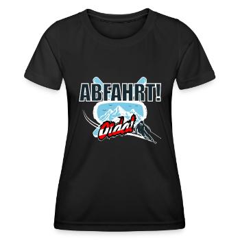 Abfahrt Oida! Skifahren Österreich Dialekt - Frauen Funktions-T-Shirt - Schwarz - Vorne - AI Model Female 172 light (172cm)