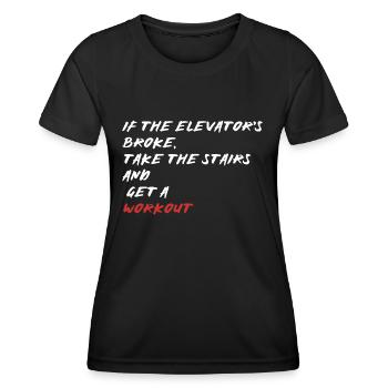 Towerrunning, Entraînement d’élite d’escalade d’escalier - T-shirt sport Femme - noir - Devant - AI Model Female 172 light (172cm)