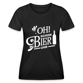oh schon bier uhr bierflasche - Frauen Funktions-T-Shirt - Schwarz - Vorne - AI Model Female 172 light (172cm)