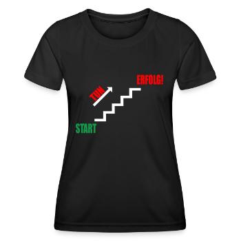 Treppe Erfolg durch Tun - Frauen Funktions-T-Shirt - Schwarz - Vorne - AI Model Female 172 light (172cm)