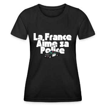 La France Aime Sa Police - T-shirt sport Femme - noir - Devant - AI Model Female 172 light (172cm)