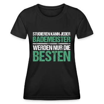 Studieren kann jeder - Bademeister Edition - Frauen Funktions-T-Shirt - Schwarz - Vorne - AI Model Female 172 light (172cm)