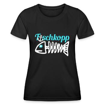 Fischkopp Fisch Fischkopf Küste Angler Fischer - Frauen Funktions-T-Shirt - Schwarz - Vorne - AI Model Female 172 light (172cm)