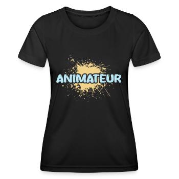 Animateur de poste - T-shirt sport Femme - noir - Devant - AI Model Female 172 light (172cm)