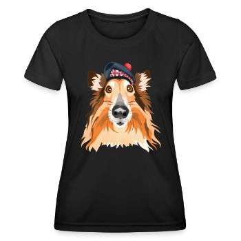 Schottischer Collie - Frauen Funktions-T-Shirt - Schwarz - Vorne - AI Model Female 172 light (172cm)