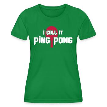 table tennis PING PONG table tennis tournament - Women's Functional T-Shirt - kelly green - Front - AI Model Female 172 dark (172cm)