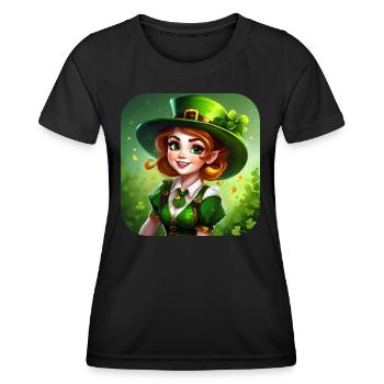 Fille lutin de la Saint-Patrick avec trèfle - T-shirt sport Femme - noir - Devant - AI Model Female 172 light (172cm)