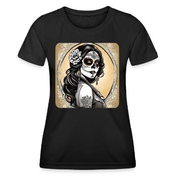 Dia de los Muertos Woman with Flowers - Women's Functional T-Shirt - black - Front - AI Model Female 172 light (172cm)
