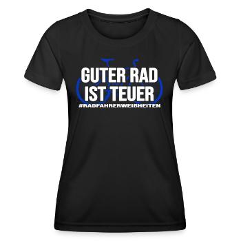 Fahrrad radlos Drahtesel sattelfest Bike radeln - Frauen Funktions-T-Shirt - Schwarz - Vorne - AI Model Female 172 light (172cm)