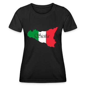 Sicile couleurs classique écrit Sicilia - T-shirt sport Femme - noir - Devant - AI Model Female 172 light (172cm)