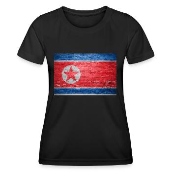 Drapeau de la Corée du Nord Graffiti sur mur de briques - T-shirt sport Femme - noir - Devant - AI Model Female 172 light (172cm)