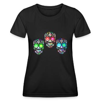 Art de crâne de sucre - T-shirt sport Femme - noir - Devant - AI Model Female 172 light (172cm)
