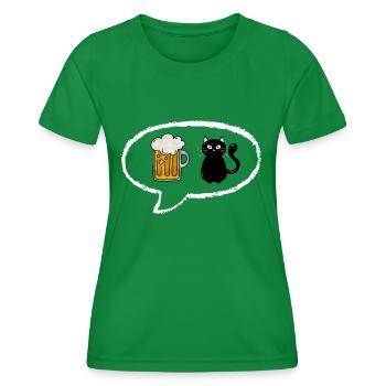 Pensées Bulle: Bière et Chat - T-shirt sport Femme - vert - Devant - AI Model Female 172 dark (172cm)
