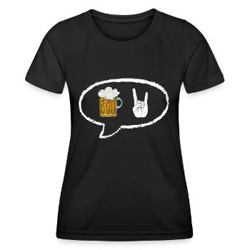 Bulle Bière et Signe de la Main Surf - T-shirt sport Femme - noir - Devant - AI Model Female 172 light (172cm)