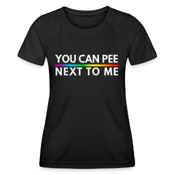 Sie können neben mir pinkeln LGBTQ Pride Month - Frauen Funktions-T-Shirt - Schwarz - Vorne - AI Model Female 172 light (172cm)