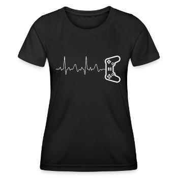 Gaming Gaming PS Console 5 Heartbeat Gamer - T-shirt sport Femme - noir - Devant - AI Model Female 172 light (172cm)
