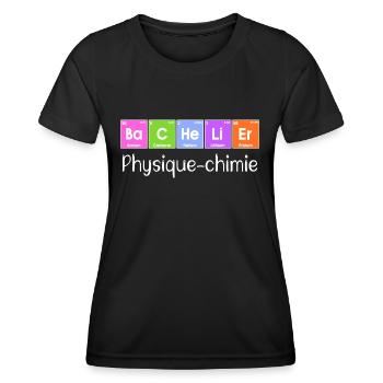 Cadeau bachelier BAC 2023 Bachelière 2023 physique - T-shirt sport Femme - noir - Devant - AI Model Female 172 light (172cm)