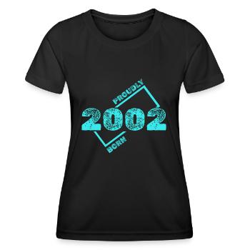 Jahr 2002 - Frauen Funktions-T-Shirt - Schwarz - Vorne - AI Model Female 172 light (172cm)