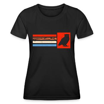Retro Owl Enthusiast Silhouette Vintage Ornitholog - Frauen Funktions-T-Shirt - Schwarz - Vorne - AI Model Female 172 light (172cm)