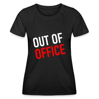 out of office - Not in the office - ausserhaus - Women's Functional T-Shirt - black - Front - AI Model Female 172 light (172cm)