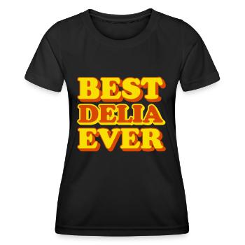 Delia Vorname lustiges Geschenk - Frauen Funktions-T-Shirt - Schwarz - Vorne - AI Model Female 172 light (172cm)
