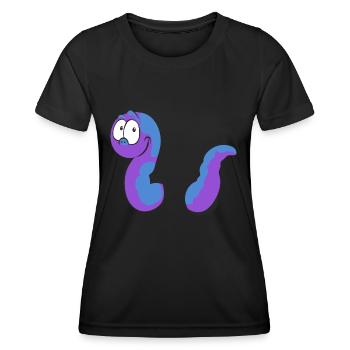 Worm in cartoon style in violet - Women's Functional T-Shirt - black - Front - AI Model Female 172 light (172cm)