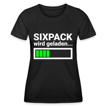 Sixpack wird geladen Lustiges Fitness Shirt - Frauen Funktions-T-Shirt - Schwarz - Vorne - AI Model Female 172 light (172cm)