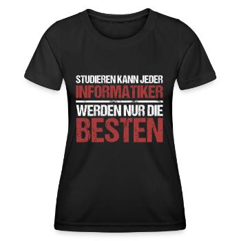 Tout le monde peut étudier ; Les informaticiens sont les meilleurs - T-shirt sport Femme - noir - Devant - AI Model Female 172 light (172cm)