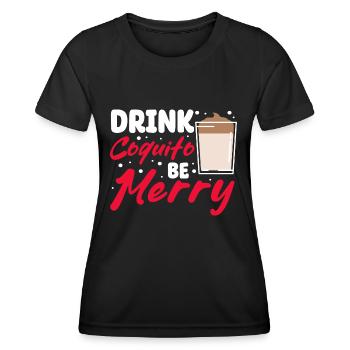 Drink Coquito Me Merry Puerto Rica Christmas - Frauen Funktions-T-Shirt - Schwarz - Vorne - AI Model Female 172 light (172cm)
