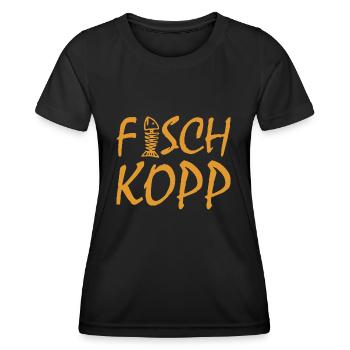 Fischkopp Fisch Fischkopf Küste Angler Fischer - Frauen Funktions-T-Shirt - Schwarz - Vorne - AI Model Female 172 light (172cm)