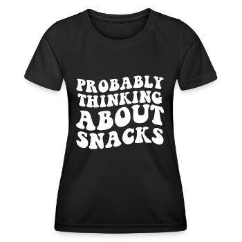 Retro Probably Thinking About Snacks funny eating - T-shirt sport Femme - noir - Devant - AI Model Female 172 light (172cm)